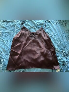 Express Satin Lace Trim Cami - Plum